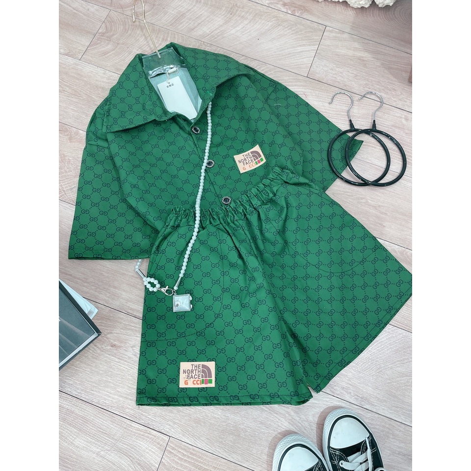 [Mã FAMARAL2 giảm 10K đơn 50K] Set bộ sơ mi kaki xanh THE siêu cá tính bộ sơ mi ngắn tay LT168