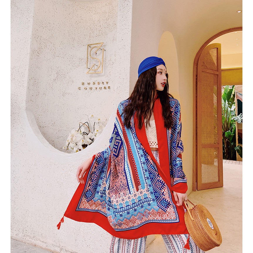Khăn quàng choàng cổ thổ cẩm phong cách vintage boho nữ đẹp cao cấp đủ màu iLita