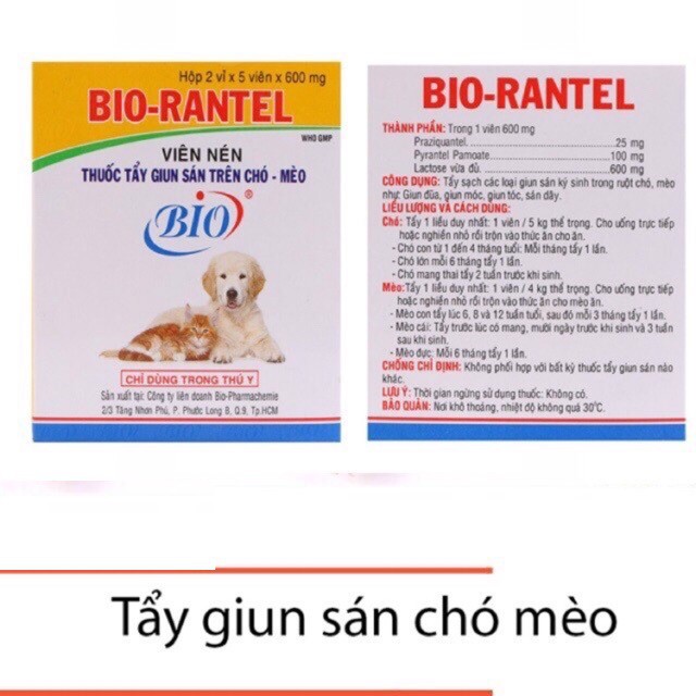 1 VIÊN BIO R A N T E L ĐỊNH KỲ CHO CHÓ MÈO