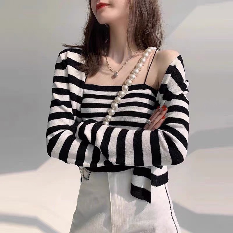 Set áo croptop 2 dây kèm croptop khoác