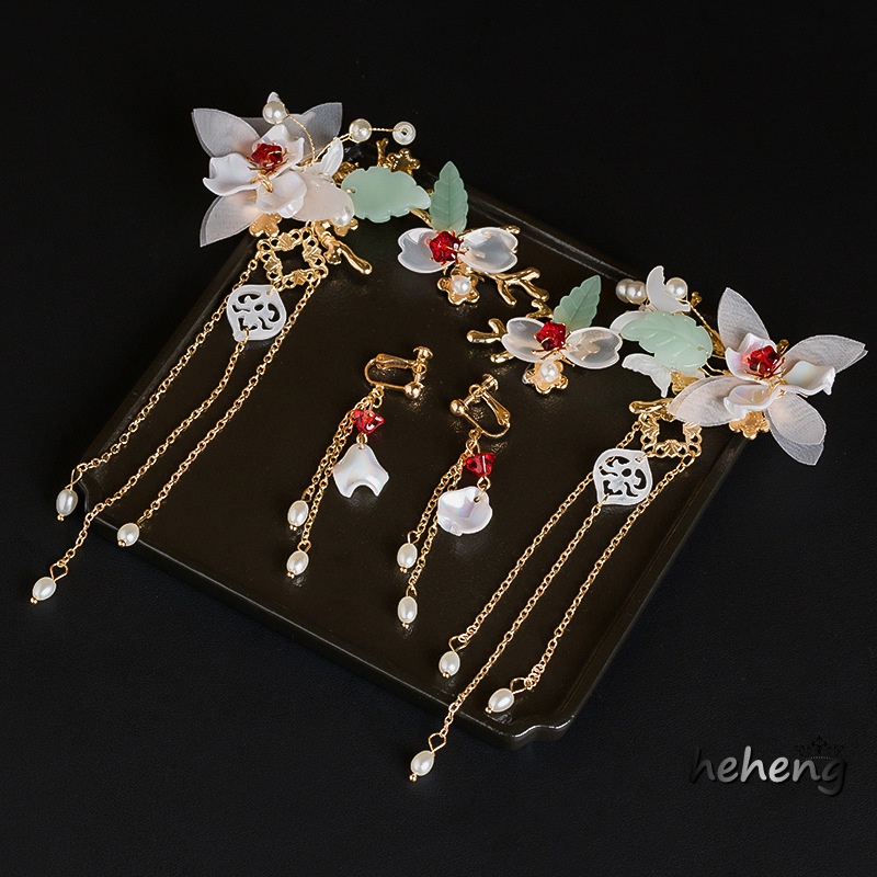 Trâm Cài Tóc Cô Dâu Phối Ren Tua Rua Phong Cách Hanfu Trung Hoa Cổ Điển Thời Trang Năm 2021