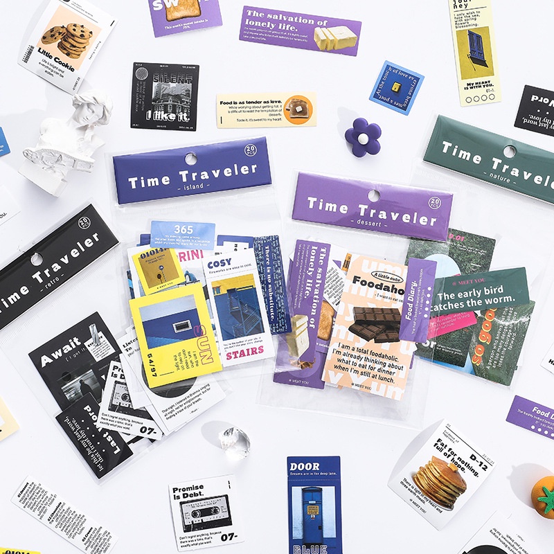 Bộ 20 tờ nhãn dán trang trí sổ tay sáng tạo phong cách Hàn Quốc