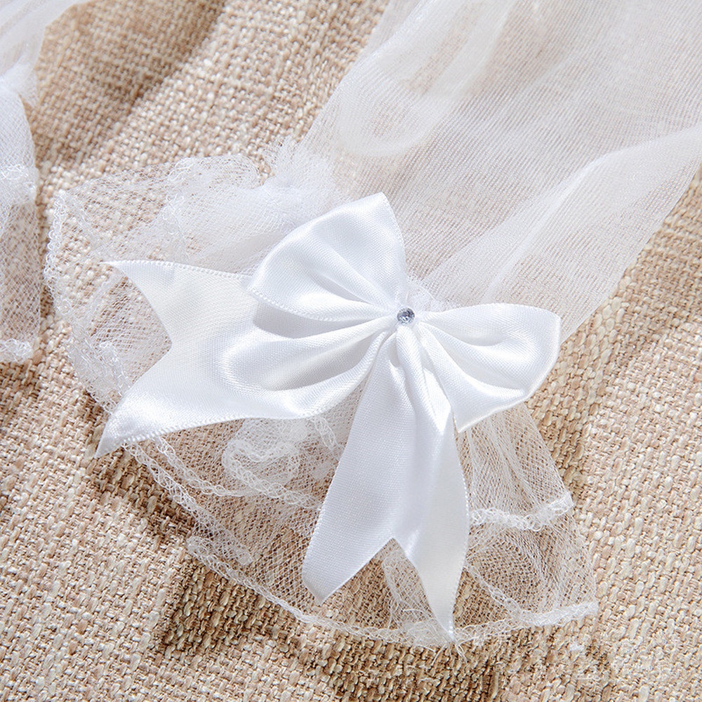 Găng tay cô dâu phối nơ ren trắng hợp thời trang thanh lịch