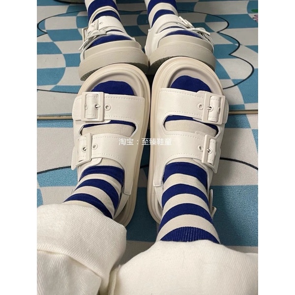 Sandal quai ngang kiểu khuya vuông cài Ulzzang dành cho nam/nữ (kèm hình thật