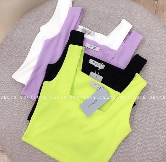 Áo 2 dây bản to cổ Vuông siêu đẹp dáng croptop