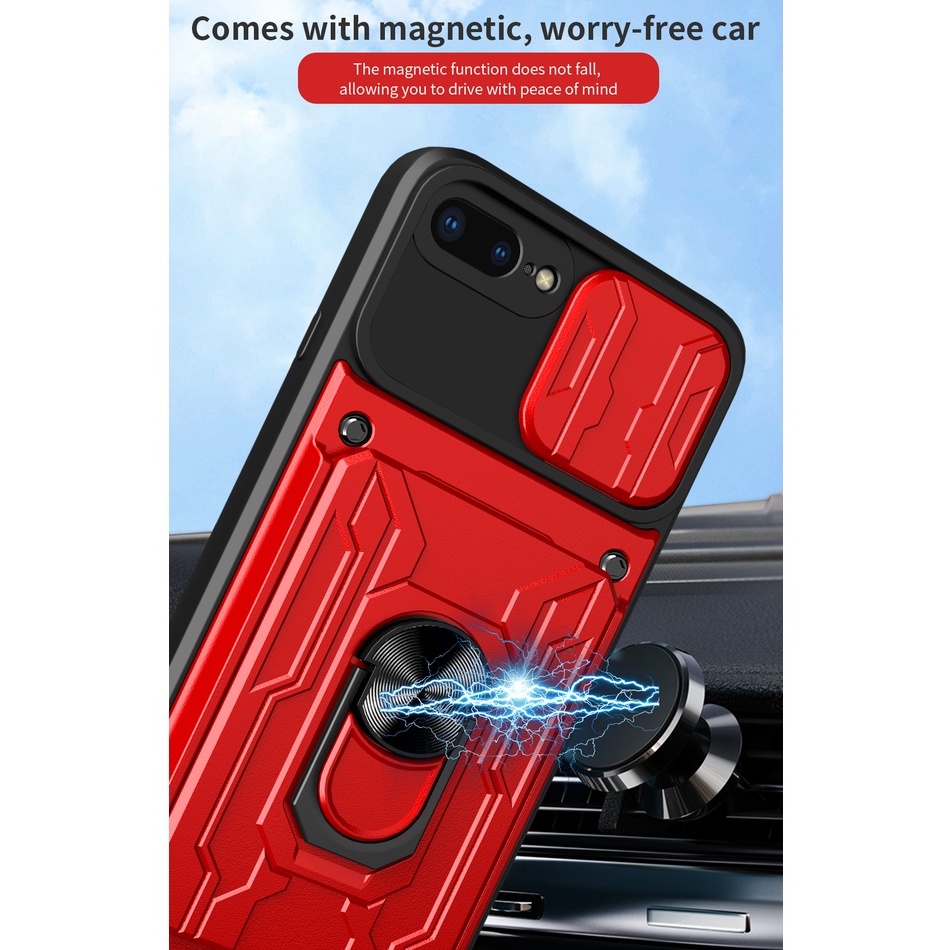 Ốp Điện Thoại Kiểu Giáp Chống Sốc Có Ngăn Đựng Thẻ Và Giá Đỡ Gắn Cửa Sổ Cho Iphone x xr xs max 6 6s 7 8 plus