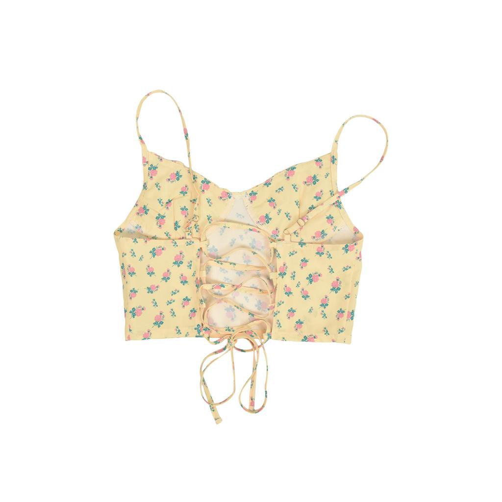 Áo Croptop Sát Nách Hoạ Tiết Hoa Thiết Kế Hở Lưng Quyến Rũ