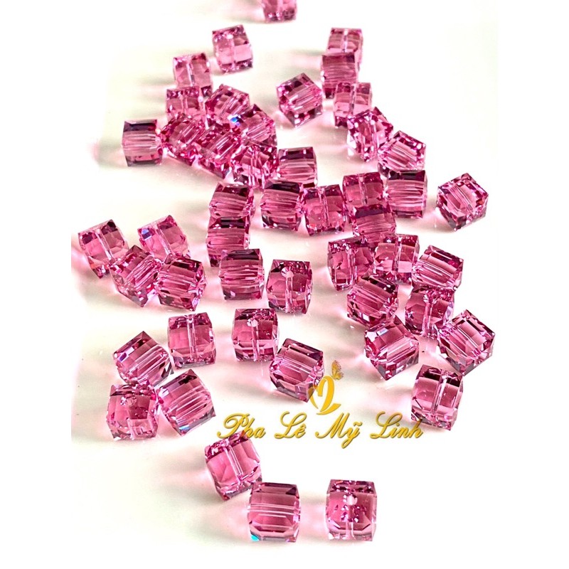 5 viên pha lê Swarovski vuông 6mm-8mm