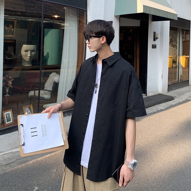 ÁO SƠ MI TAY NGẮN CÓ TÚI _ HÌNH THẬT FROM UNISEX | BigBuy360 - bigbuy360.vn