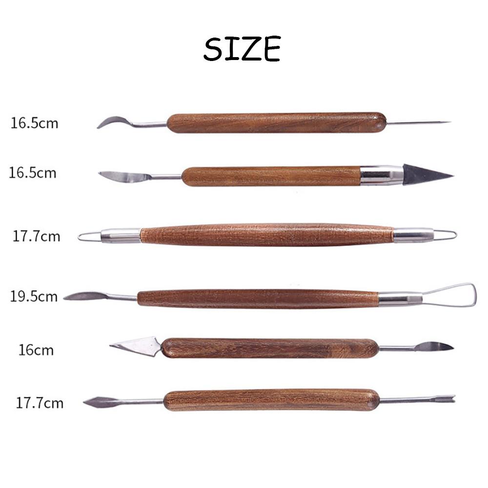 Set 6 Dụng Cụ Điêu Khắc Đất Sét Với Tay Cầm Bằng Gỗ Độ Chính Xác Cao