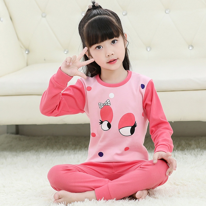 Bộ Đồ Ngủ Hoạt Hình 2 Mảnh Chất Cotton Thoáng Khí Thoải Mái Phong Cách Hàn Quốc Cho Bé 2-12 Tuổi