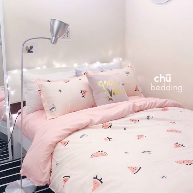 Bộ chăn ga gối poly cotton: dưa hấu