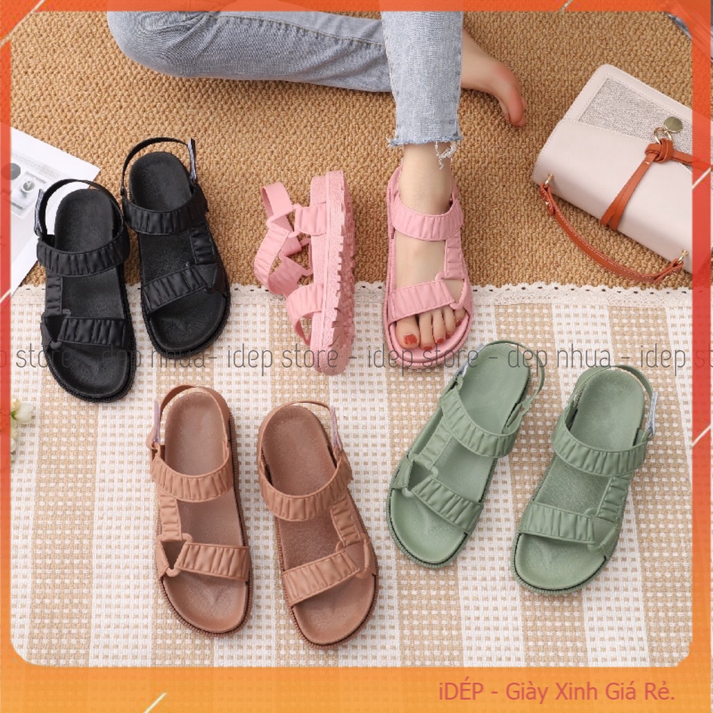 Giày sandal nữ 2 quai tam giác nhựa giả da siêu biền IDép - GL041