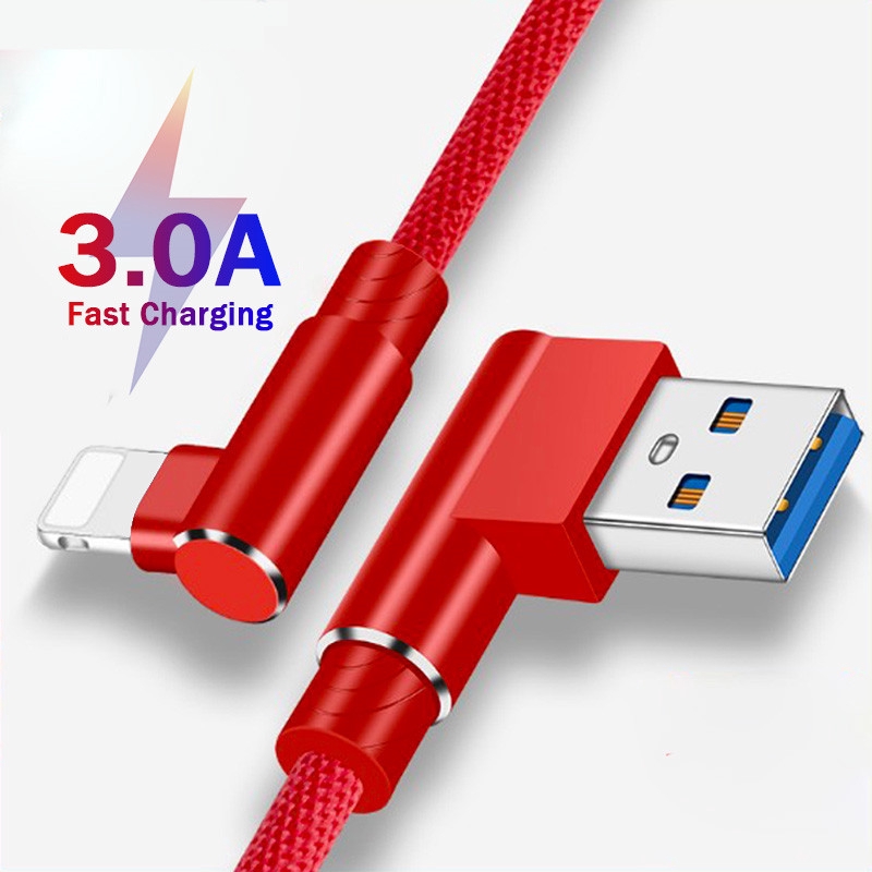 Premium 90 Degree Charging Cables Type-C Micro USB iPhone 3.0A Fast Charge Cables for iPhone OPPO all Mobile Phone