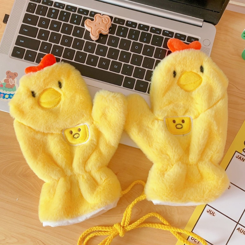 Găng Tay Lông Xù Họa Tiết Gấu Dễ Thương Dành Cho Nữ