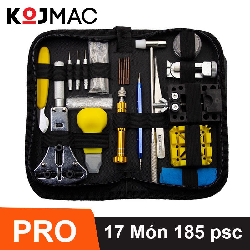 Bộ Dụng Cụ Sửa Chữa Đồng Hồ 17 Món 185 Chi Tiết Cao Cấp Chuyên Dụng (Túi Da, Đầy Đủ Chức Năng, Bản Nâng Cấp,...)