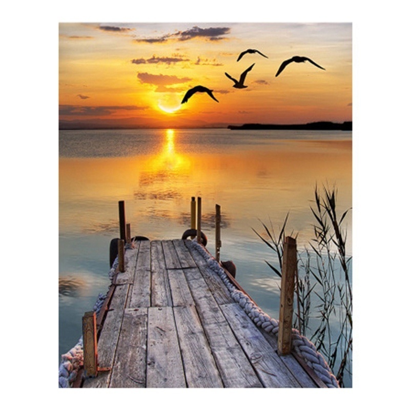 Bộ Tranh Đính Đá 5D Họa Tiết Phong Cảnh Hoàng Hôn Độc Đáo DIY Dùng Trang Trí Nhà Cửa