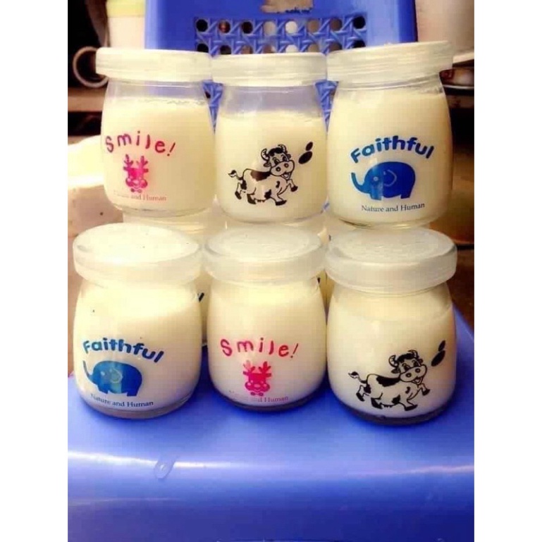 Set 12 hũ thuỷ tinh làm sữa chua dung tích 100ml in hình ngẫu nhiên | BigBuy360 - bigbuy360.vn