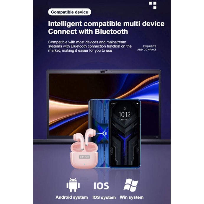 Tai nghe Bluetooth Lenovo LP40S 2022 mới Lenovo LP40 PRO không dây Bluetooth 5.1 TWS IPX5 Điều khiển kép TWS 300mah Cảm giác độ trễ thấp