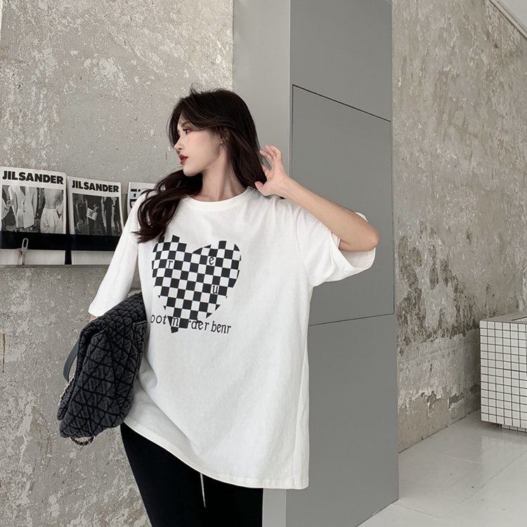 Áo Thun Trái Tim Caro 3158 PEONYB Nữ [FREESHIP] Phông form rộng tay lỡ vintage, retro đơn giản hssv cá tính Ulzzang