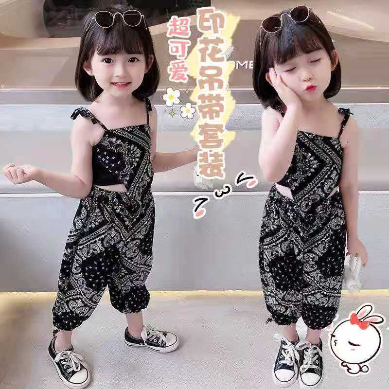 Set Áo Hai Dây + Quần Dài Chống Muỗi Phong Cách Thời Trang Mùa Hè Mới Dành Cho Bé Gái