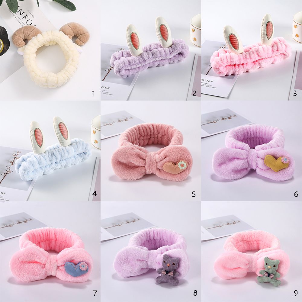 NIUYOU Korean Elasticity Plush Headband Lovely Non-Slip Flannel Hair Band For Washing Face