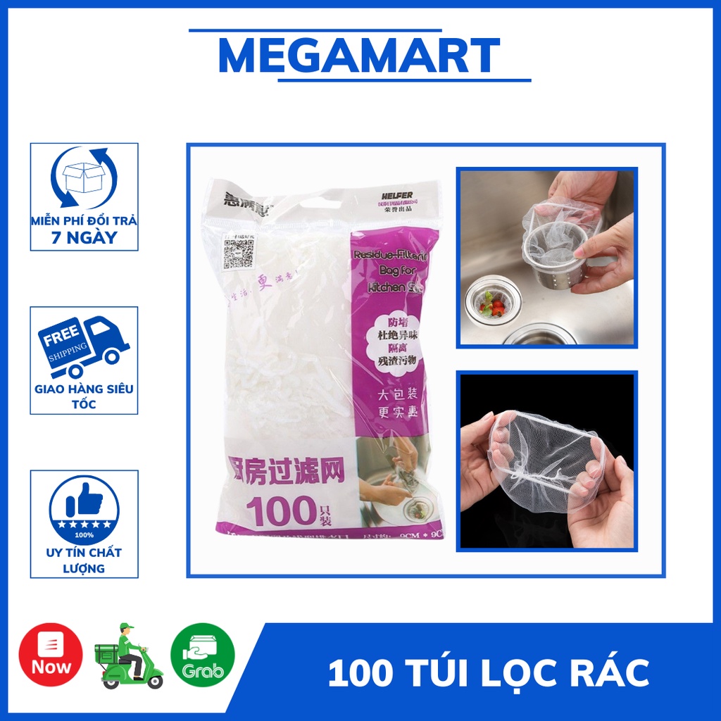 Gói 100 Túi Lọc Rác Bồn Rửa Chén - MEGAMART