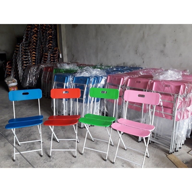 GHẾ GẤP NHỰA BA LÁ Khung Sắt Sơn Tĩnh Điện,GHẾ HỌC,LÀM VIỆC Tại Nhà XẾP GỌN