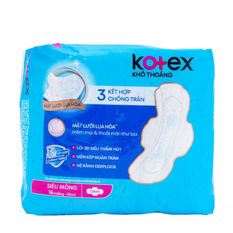 [Tặng 2 miếng ban đêm] Băng vệ sinh khô thoáng siêu mỏng có cánh Kotex 23cm