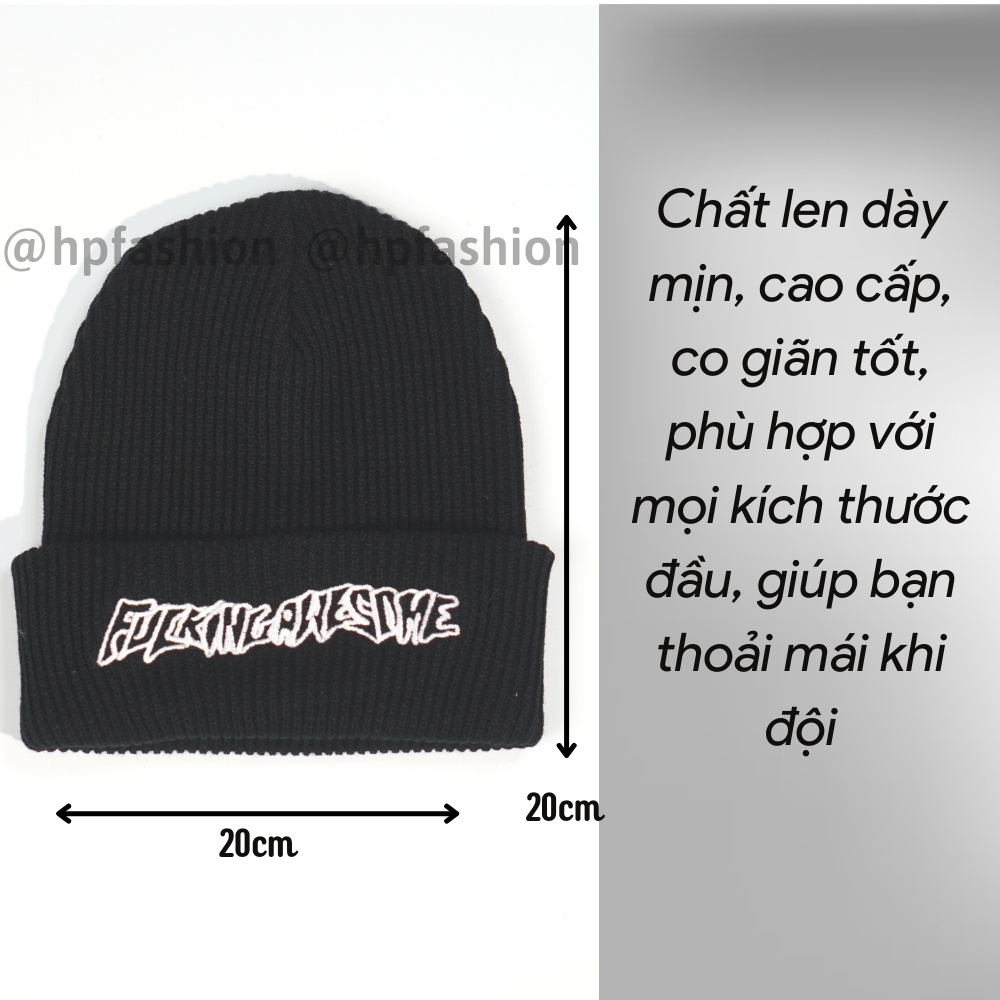 Mũ len dệt kim beanie Thêu FULKI Hàn Quốc thời trang unisex thu đông giữ ấm cho nam nữ