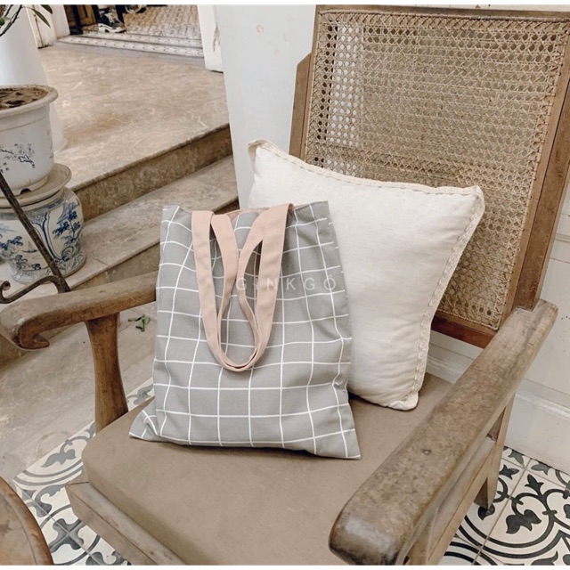 Túi vải caro ghi | Ginkgo Totebag
