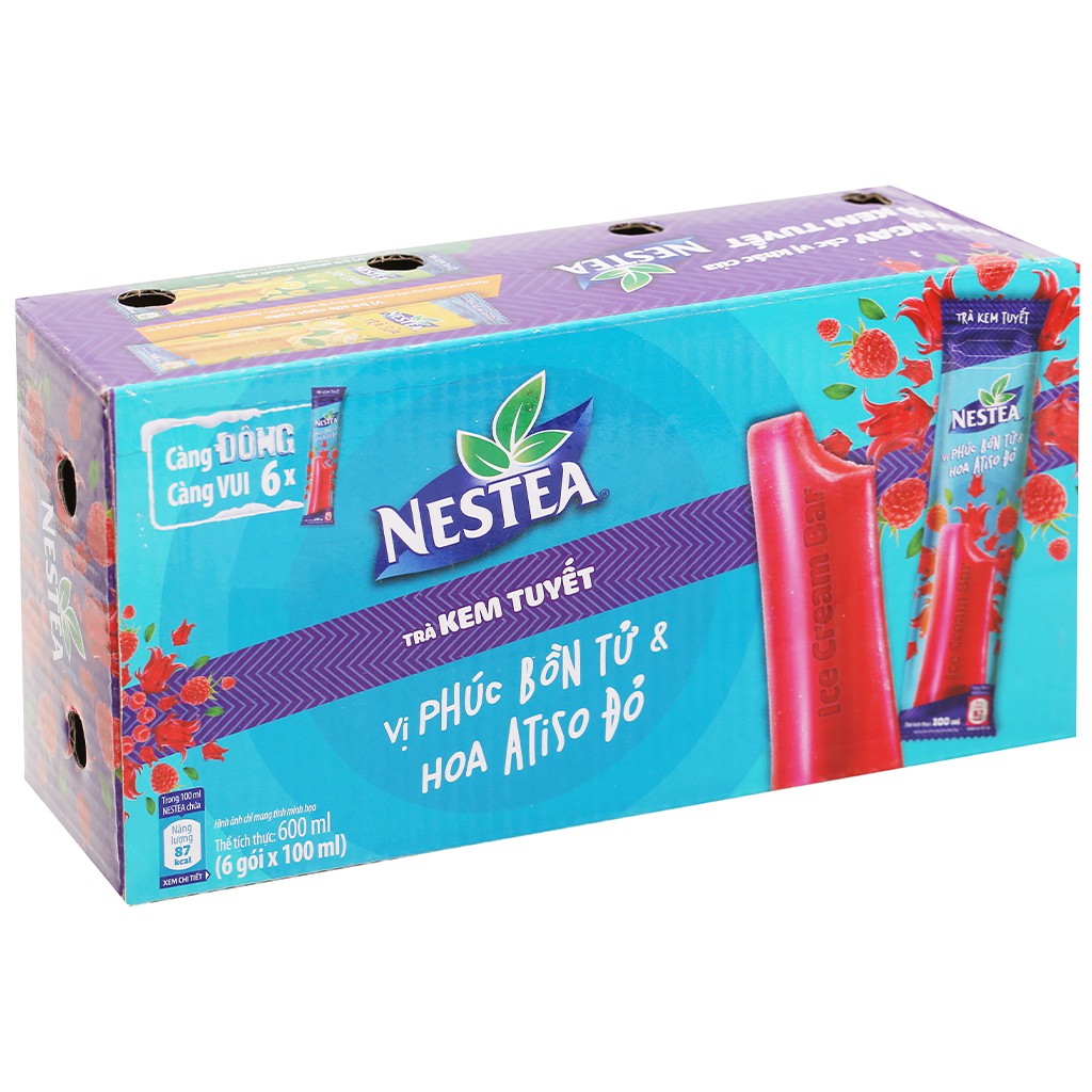 Trà kem tuyết Nestea vị Phúc bồn tử và hoa Atisô đỏ 600ml