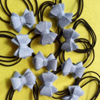 Combo 10 cột tóc nơ xanh chấm bi. Nơ xinh