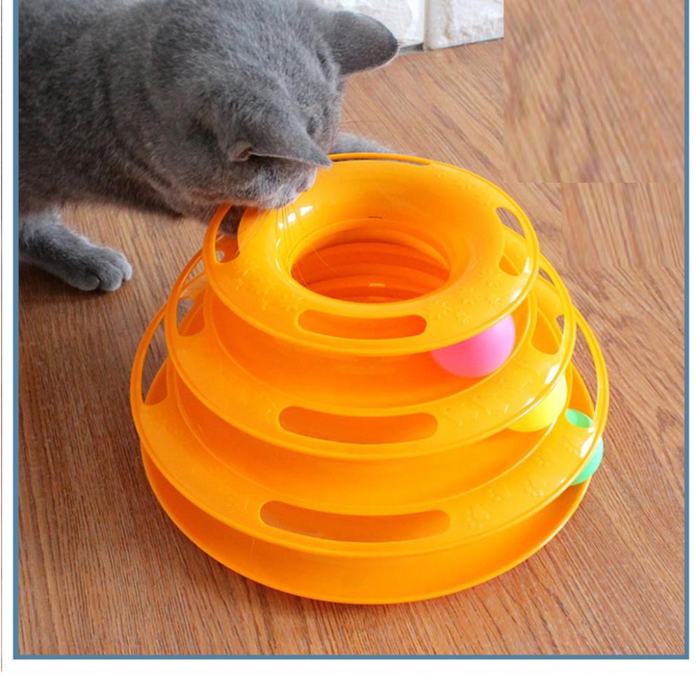 Hanpet.GV- Đồ chơi mèo 3 tầng hình tháp banh cho mèo đùa nghich vui nhộn giảm stress cho mều