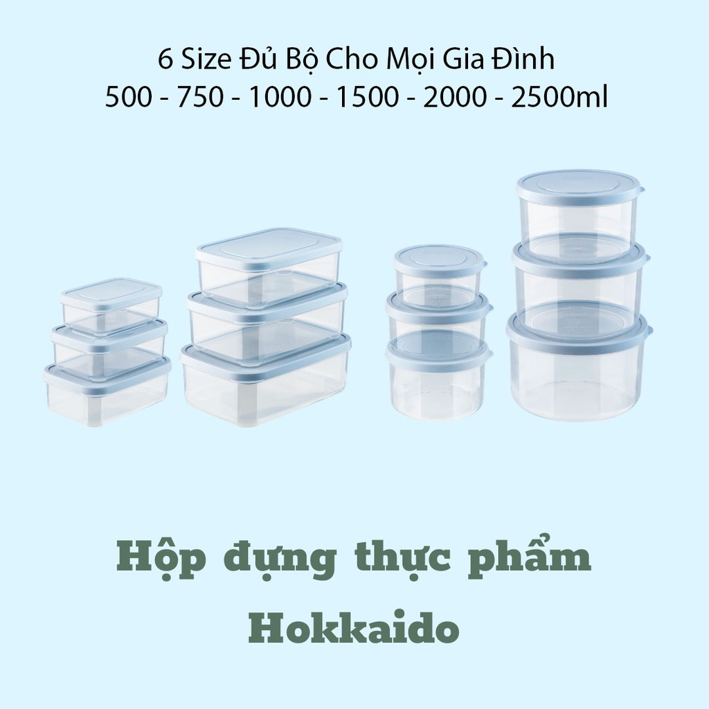 [ COMBO 6 size] Hộp Đựng Thực Phẩm Nhựa Chữ Nhật Hokkaido Cao Cấp INOCHI