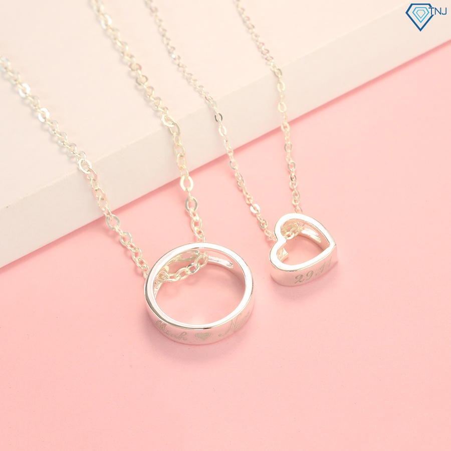 Dây chuyền bạc đôi khắc tên Vòng tròn tình yêu DCD0027 - Trang Sức TNJ