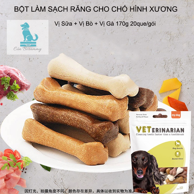 Xương cho chó làm sạch răng - Đồ ăn nhẹ cho thú cưng que mài răng cho chó bổ sung canxi chắc răng chống hôi miệng