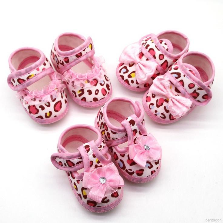 Giày đế mềm chống trượt họa tiết da báo thời trang cho bé gái đang tập đi