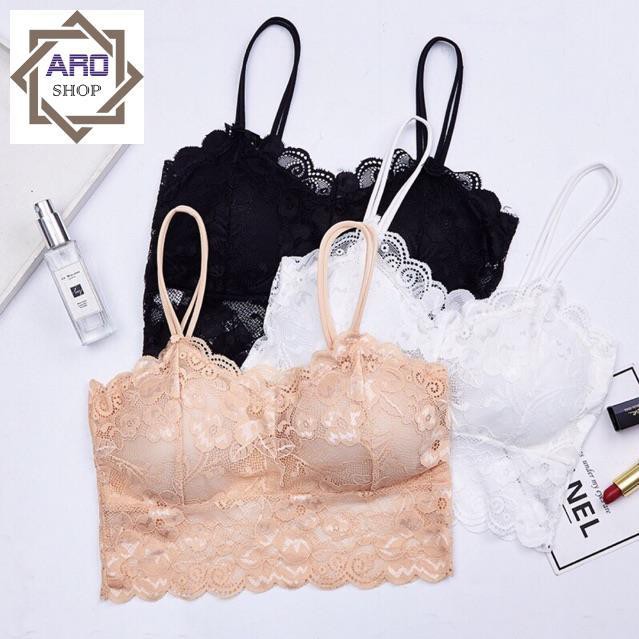 [Mã FASHIONT4WA2 giảm 10K đơn 50K] ÁO BRA 2 DÂY CROPTOP REN BR29