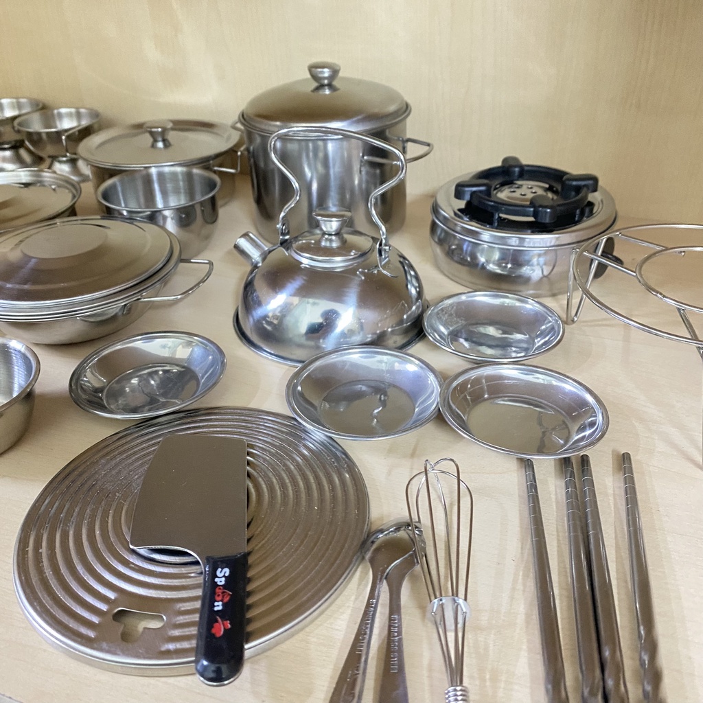 Bộ Đồ Chơi Nấu Ăn, Đồ Chơi Trẻ Em - Bộ Nấu Ăn Inox 23-33-40 Chi Tiết