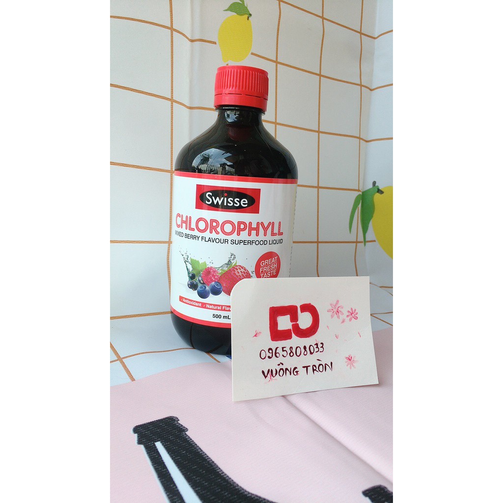 Nước uống diệp lục vị dâu Swisse Chlorophyll 500ml - Mix Berry Flavour Superfood Liquid