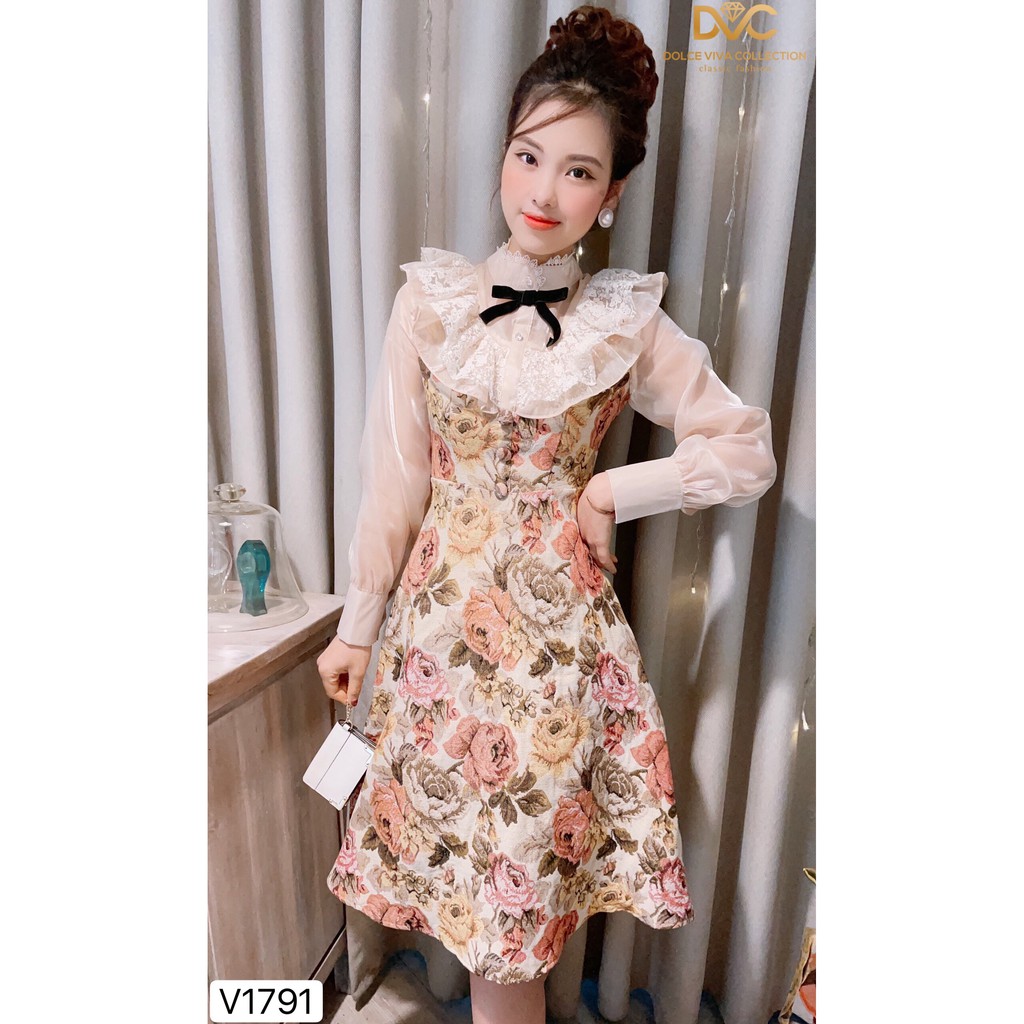 [Mã WASTGO hoàn 10% xu đơn 99k] Váy hoa tiểu thư V1791 - Đẹp Shop DVC (Kèm ảnh thật trải sàn do shop tự chụp) | BigBuy360 - bigbuy360.vn