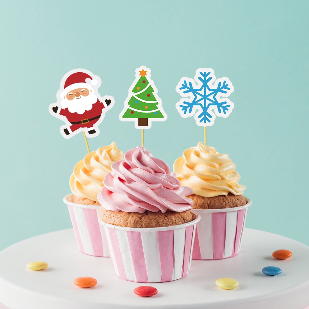 Phụ kiện trang trí Giáng sinh, bánh kem sinh nhật, bánh cup cake, decor cây thông noel