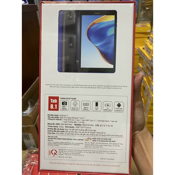 Máy tính bảng Masstel Tab 8.1 Màn hình 8inch Ram 3Gb  Rom 32GB kết nối 4G