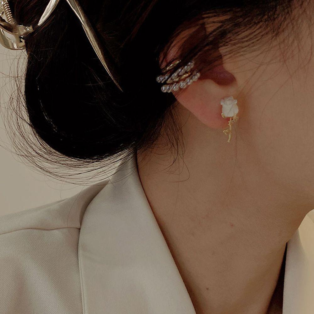 Bông Tai Hình Trái Tim Hoa Hồng Phong Cách Retro Thời Trang Cho Nữ