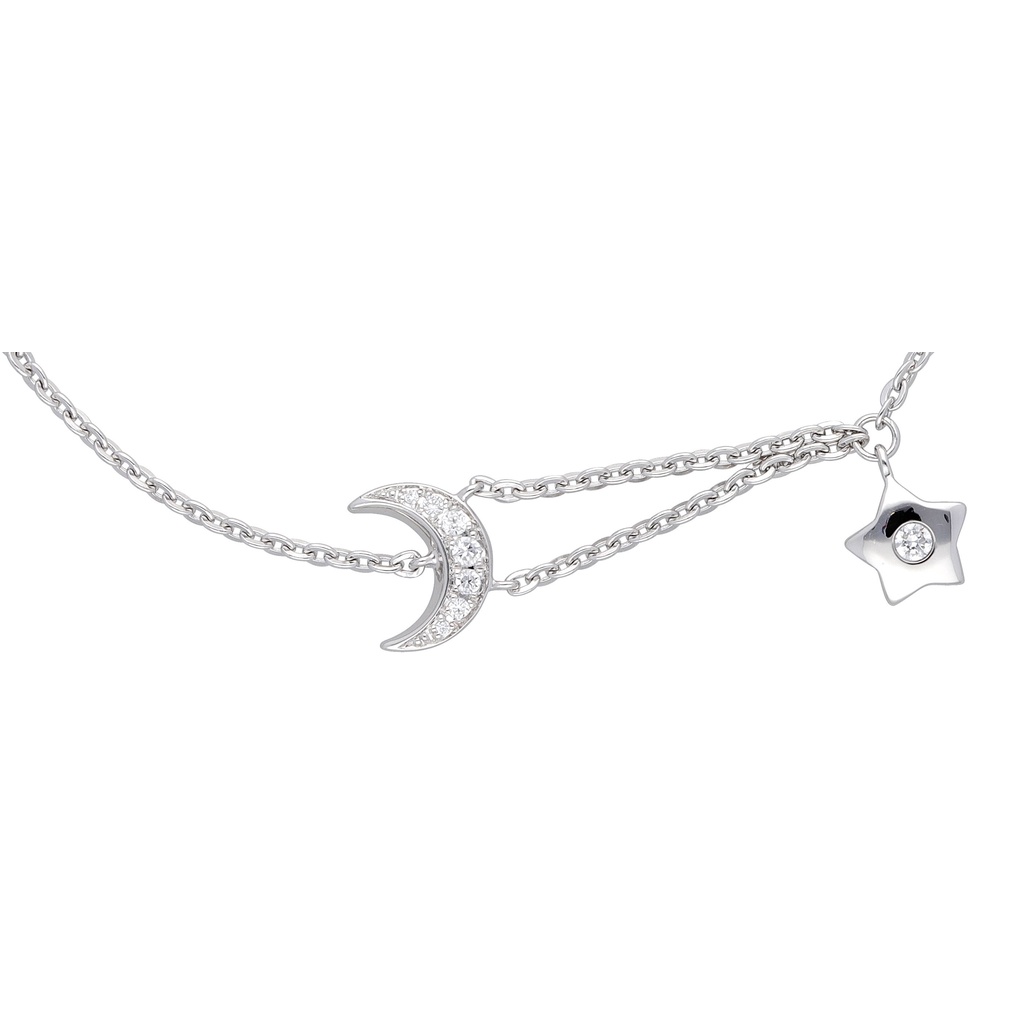PRIMA Lắc tay Vàng 18K - Đính Kim Cương - BST MonoChic - Mặt trăng và Ngôi sao - 105L0273