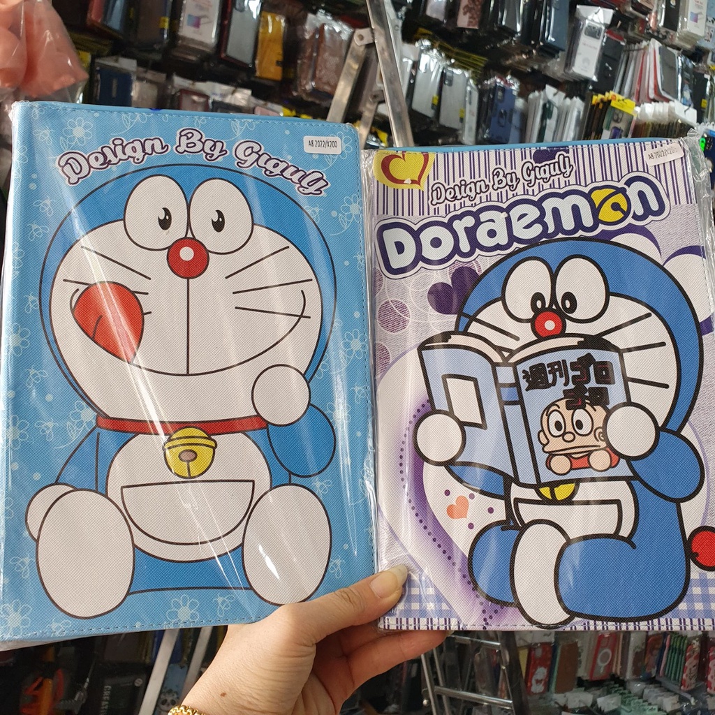 Bao da Samsung Tab A8 10.5" 2022 X200/ X205 hình Doremon Kitty gấp đứng xem phim