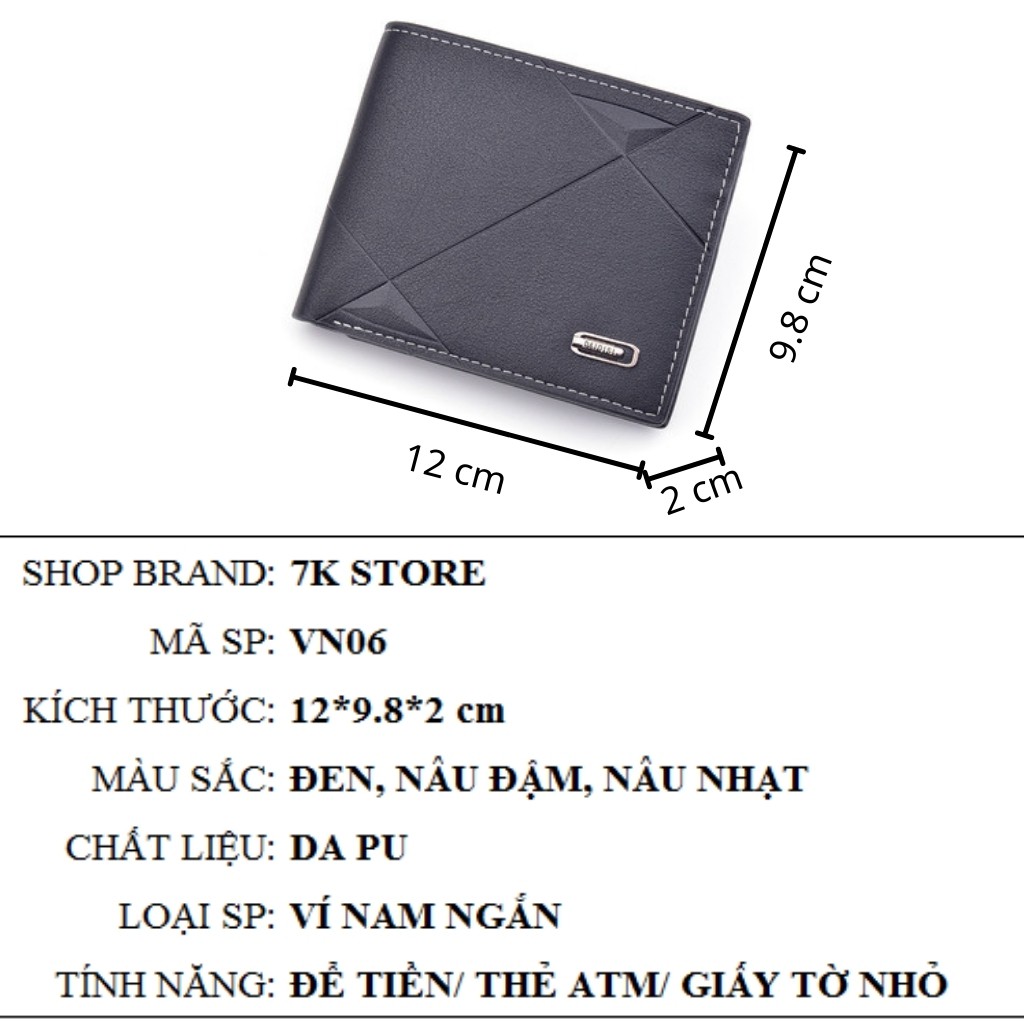 Ví nam thời trang Hàn Quốc cao cấp cầm tay nhỏ gọn mini chất liệu da 7K STORE VN06