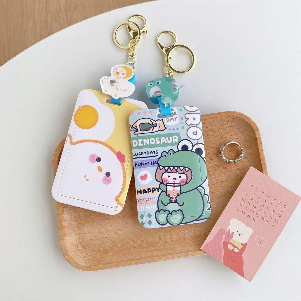 Ví Đựng Thẻ ID / Thẻ ID Hình Vịt / Cún Hoạt Hình Có Khóa Thu Gọn Cho Học Sinh Ốp