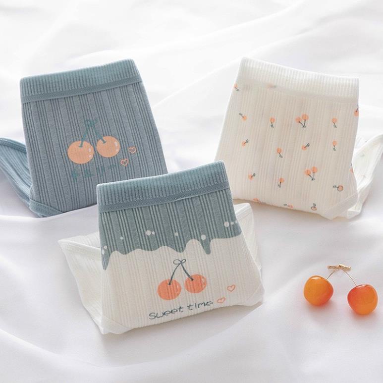 Quần Lót Nữ Cotton Tăm Tre Kháng Khuẩn 4D Họa Tiết Cherry Ciu Ciu - Lady
